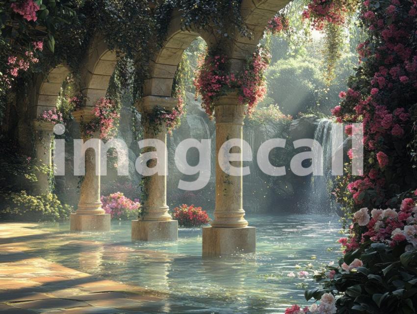 FN0010   Enchanted Romantic Garden Pool (7)  Destiny Backdrops