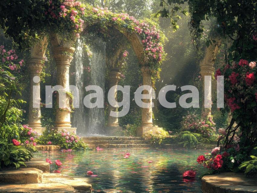 FN0010   Enchanted Romantic Garden Pool (14)  Destiny Backdrops
