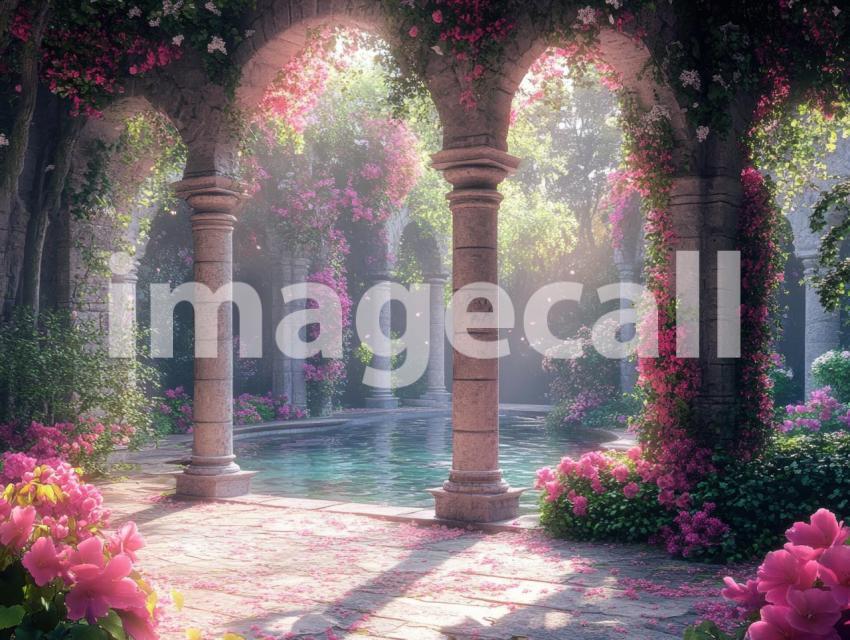 FN0010   Enchanted Romantic Garden Pool (12)  Destiny Backdrops