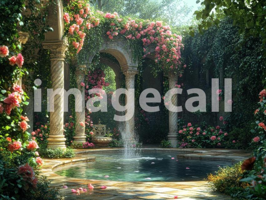 FN0010   Enchanted Romantic Garden Pool (13)  Destiny Backdrops