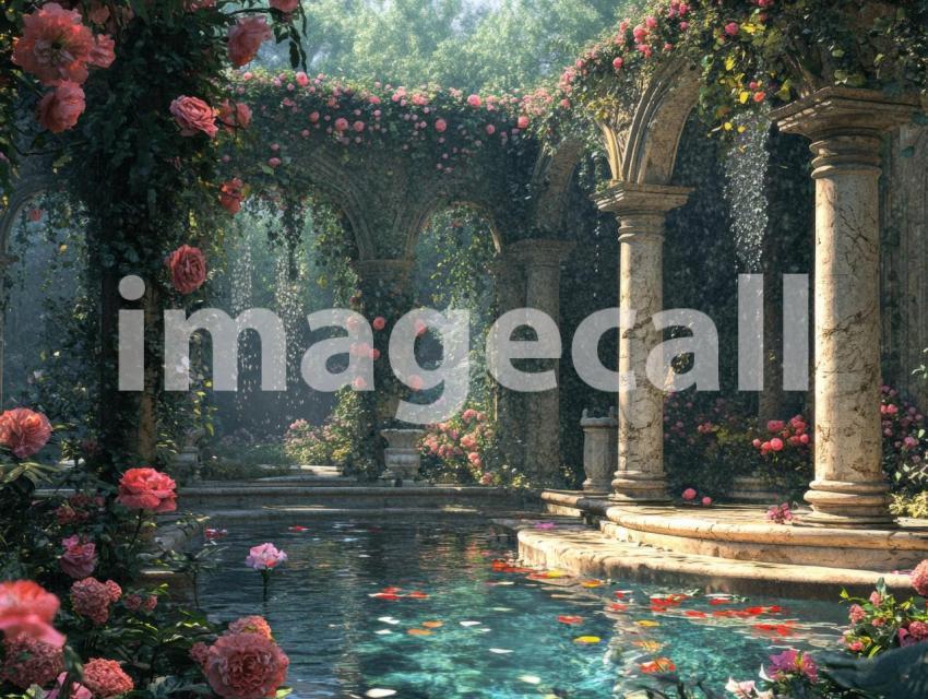 FN0010   Enchanted Romantic Garden Pool (9)  Destiny Backdrops