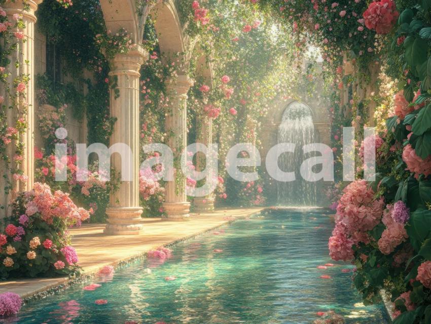 FN0010   Enchanted Romantic Garden Pool (15)  Destiny Backdrops