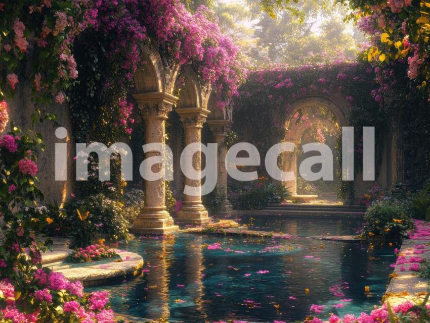 FN0010   Enchanted Romantic Garden Pool (10)  Destiny Backdrops