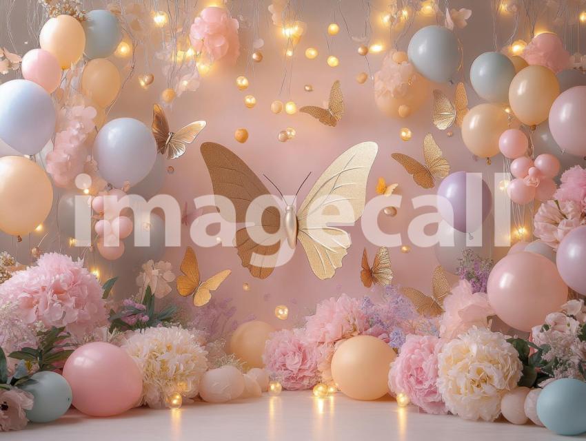 CB0001   Pastel Pink Gold Balloon Celebration (15)  Destiny Backdrops