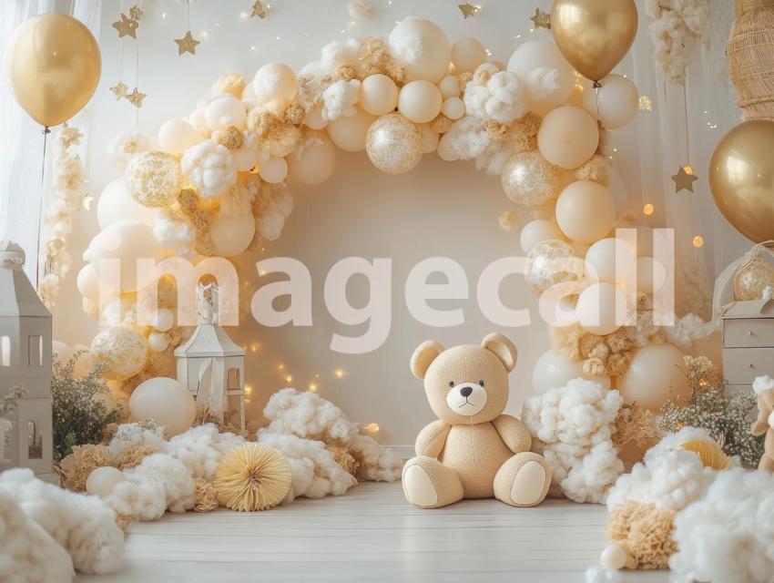 CB0004   Pastel Cream Gold Balloon Celebration (12)  Destiny Backdrops