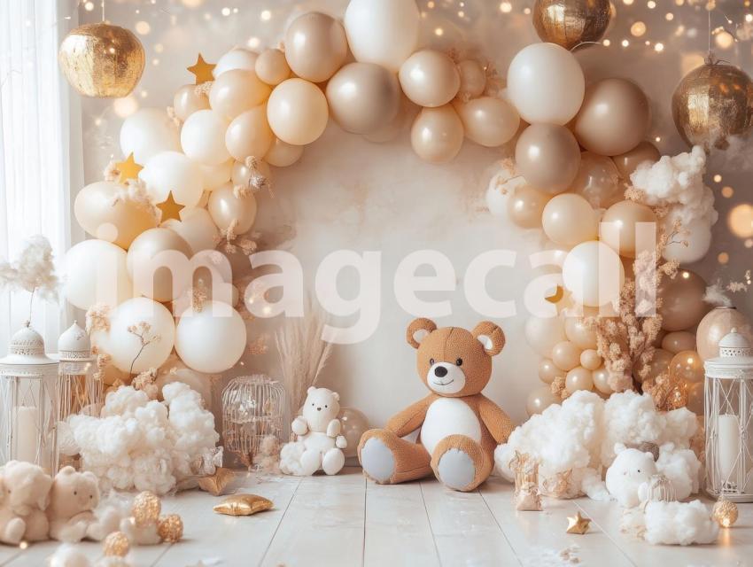 CB0004   Pastel Cream Gold Balloon Celebration (4)  Destiny Backdrops