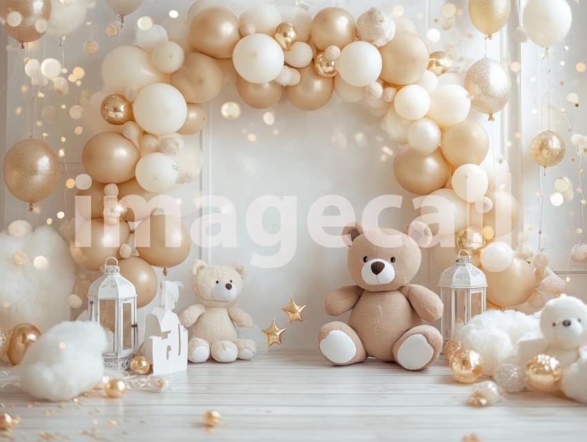 CB0004   Pastel Cream Gold Balloon Celebration (9)  Destiny Backdrops