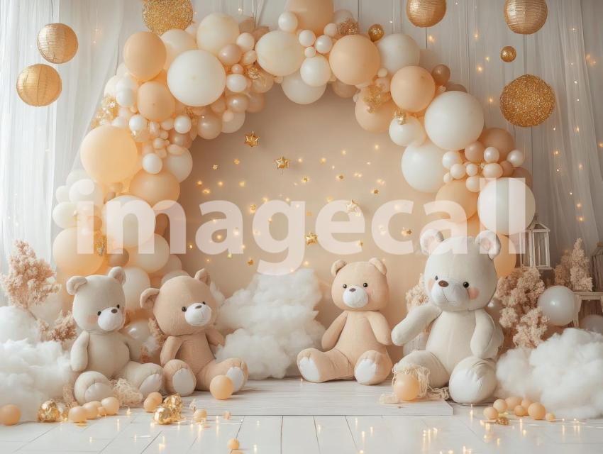CB0004   Pastel Cream Gold Balloon Celebration (11)  Destiny Backdrops
