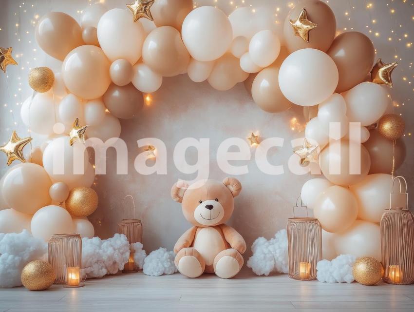 CB0004   Pastel Cream Gold Balloon Celebration (5)  Destiny Backdrops