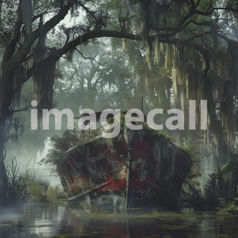 Cspreeti Front view of a derelict boat lodged between gnarled 0cdcfda6 46a1 4a9f ba74 c673a14045d2 1