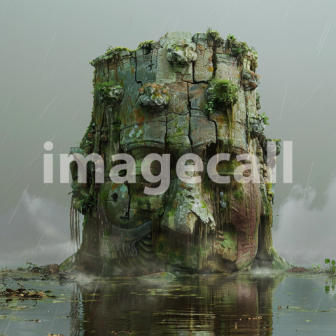 Cspreeti Front view of an ancient moss covered statue half su 030bed88 8a95 423a 8ca3 3a2e5b6b2425 2