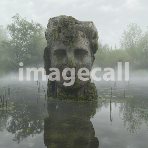 Cspreeti Front view of an ancient moss covered statue half su 030bed88 8a95 423a 8ca3 3a2e5b6b2425 1