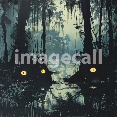 Cspreeti Front view of glowing eyes peering from the swamps s c0b49a0a eb4e 4259 86af d82d6664d6b6 0