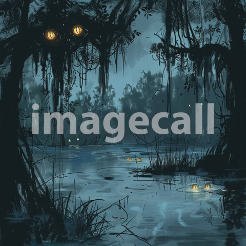 Cspreeti Front view of glowing eyes peering from the swamps s c0b49a0a eb4e 4259 86af d82d6664d6b6 3