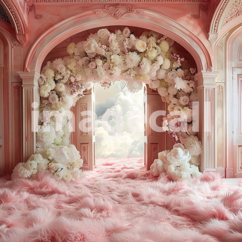 Mockup A pink arch with many flowers a full wall backdrop fo cb0e4ff1 5407 47ea 836b ee383050639c