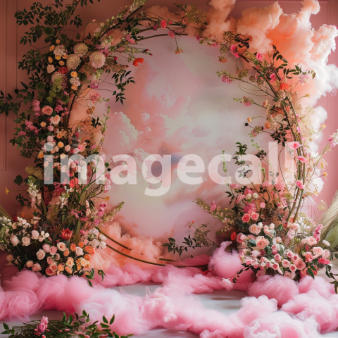 Mockup A pink cloud backdrop with delicate floral garlands s 0f2d393c 451e 42c0 99be 21b5521d9862