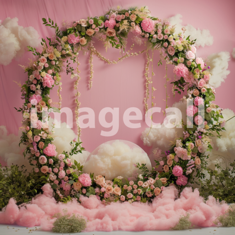 Mockup A pink cloud backdrop with delicate floral garlands s 1edb7968 b773 42ba 8a4c 3e725542e7c5