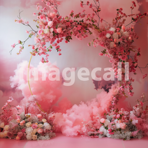 Mockup A pink cloud backdrop with delicate floral garlands s 1f054c0d 97da 4c27 bc55 6899Mockupd5845a