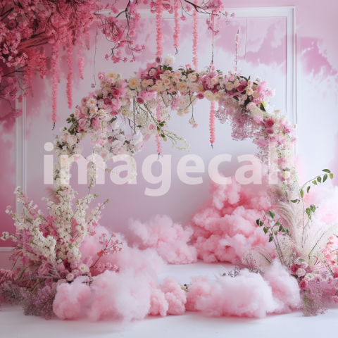 Mockup A pink cloud backdrop with delicate floral garlands s 97ca10c9 2a12 4582 b8e0 da7c516f01d0