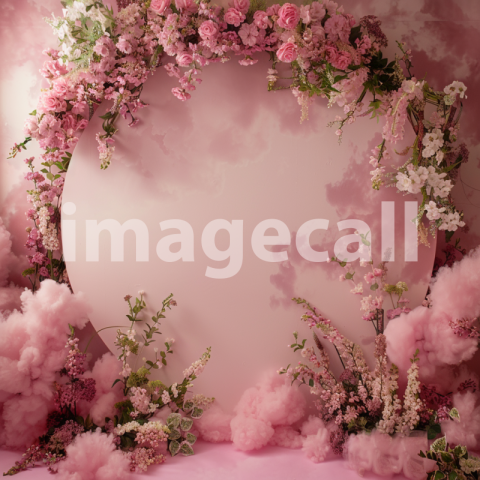 Mockup A pink cloud backdrop with delicate floral garlands s 57180fab 3311 4f58 96e2 0083c345bb73