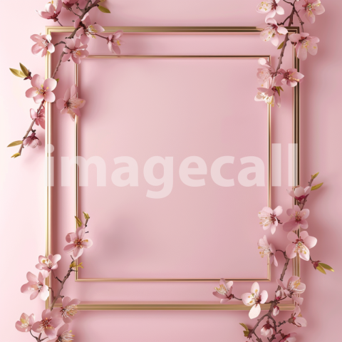 Mockup A pink frame with gold edges surrounded by delicate c 99d0dcba cb93 497d abe4 bf455832a804