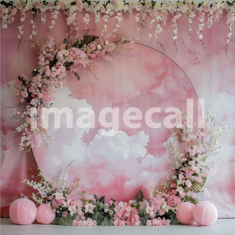 Mockup A pink cloud backdrop with delicate floral garlands s c76fac9c 0996 4545 bdcb c074e3ee562f