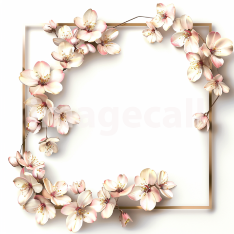 Mockup A white square photo frame with gold edges decorated  b9cc8483 063b 493f bbef 5a9b2f50aafc