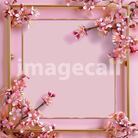Mockup A pink frame with gold edges surrounded by delicate c fbaf86e1 da7a 488a aa72 045b4aeb673c