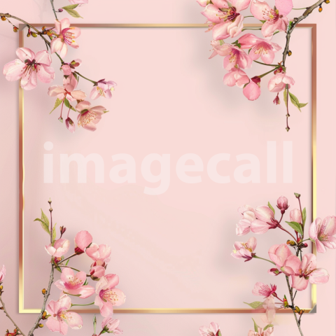 Mockup A pink frame with gold edges surrounded by delicate c e7138ffb 312f 4669 9ac3 80a9f4864a22