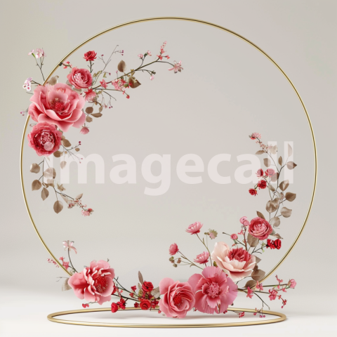 Mockup Haili wedding stage circle arch pink and red flowers  a3d914c0 8034 46aa Mockup73 a45c30ee695a