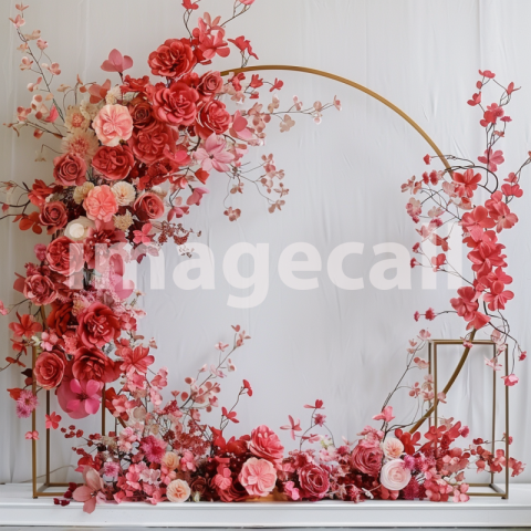 Mockup Haili wedding stage circle arch pink and red flowers  2908d0cd 5566 460a a871 b1889eed0bfc