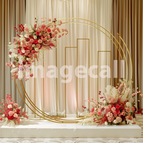 Mockup Haili wedding stage circle arch pink and red flowers  9427d910 7c03 48a9 83b7 85222de75911