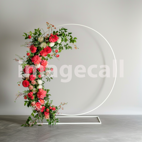 Mockup Hitter flower stand white background wall with round  c5ffd613 f5fe 4b4e a788 2d7fab1aa8cd