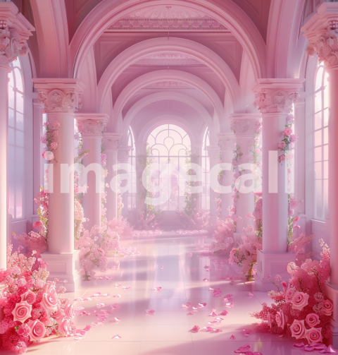 Mockup A beautiful fantasy wedding scene in pink and white c 183844f4 f891 447a a23f ff97ad217be1