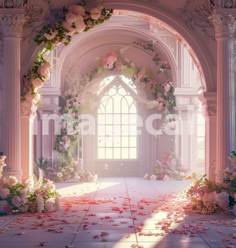 Mockup A pink and white palace hall with an archway surround 3ed04be9 4ee9 43c3 b8e4 4202ffc761db