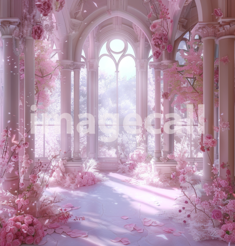 Mockup A beautiful fantasy wedding scene in pink and white c eaf4404d 2916 426d aa4e bd924c56489f