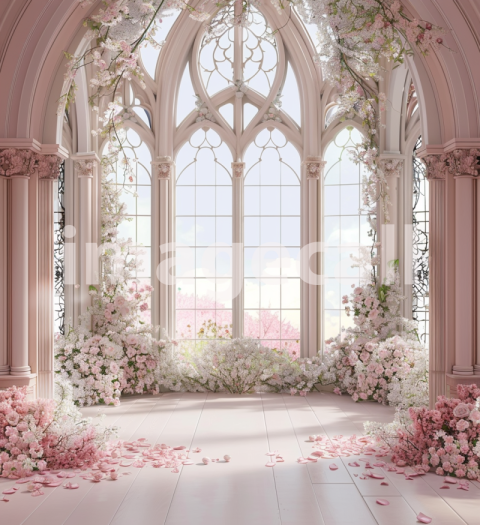 Mockup pink wedding backdrop with white and pink floral arch 6c40dba5 8261 458f a689 1c4150e6efc9