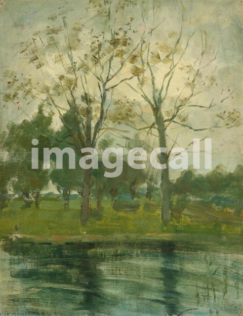 Two Trees Silhouetted Behind A Water Course (1900 02)
