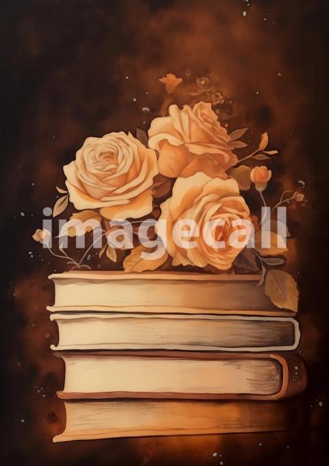 6 Books & Roses Junk Journal Papers JP20603