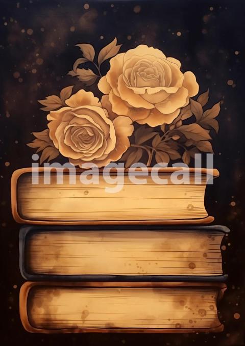 5 Books & Roses Junk Journal Papers JP20603