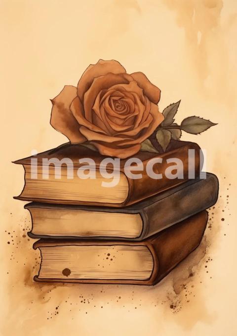 2 Books & Roses Junk Journal Papers JP20603