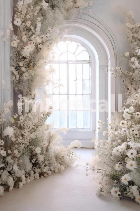 A070 White Room Floral Arch Backdrops (10)