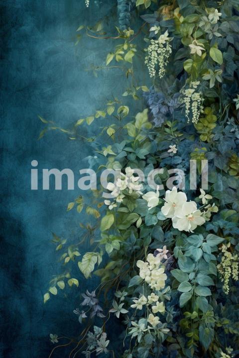 A071 Spring Floral Ivy Blue Fine Art Backdrops (5)