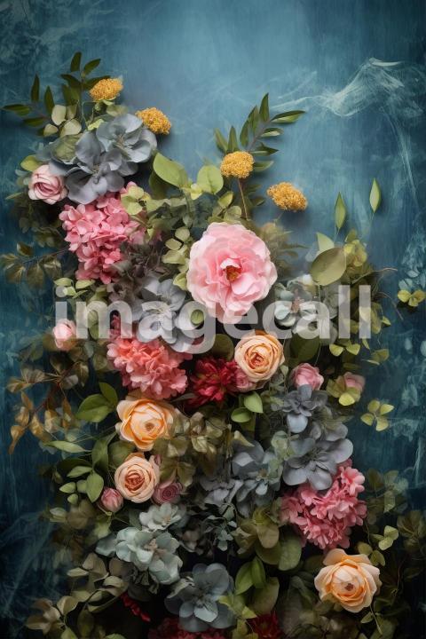 A071 Spring Floral Ivy Blue Fine Art Backdrops (3)