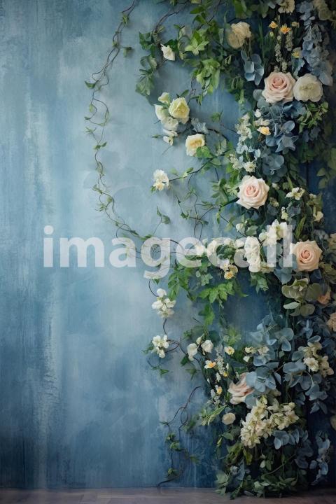 A071 Spring Floral Ivy Blue Fine Art Backdrops (1)