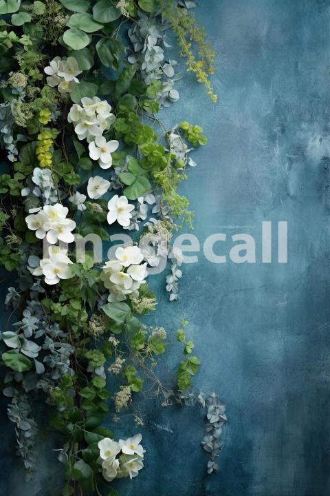 A071 Spring Floral Ivy Blue Fine Art Backdrops (4)