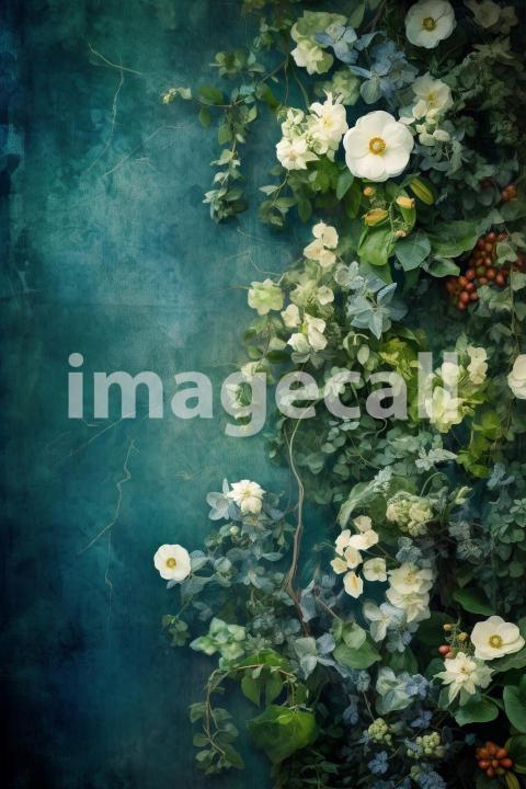 A071 Spring Floral Ivy Blue Fine Art Backdrops (6)