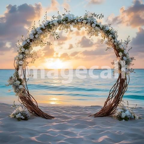 Clips12345 Sunset Beach Bliss A serene beachfront wedding scene e11e0edb 1018 40d0 b08a 2d946e4f100f part1