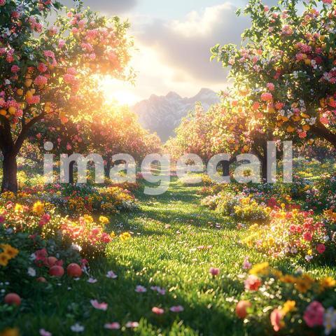 U3644368625 Sunny Orchard A delightful backdrop featuring a s 100262d1 e7bc 4b65 ad82 0c8a9ec6020d 1