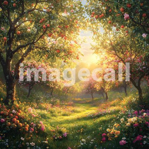 U3644368625 Sunny Orchard A delightful backdrop featuring a s 100262d1 e7bc 4b65 ad82 0c8a9ec6020d 3